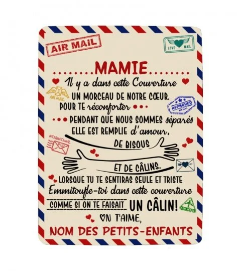 Mamie-Couverture plaids polaire de Lettre à la Famille Cadeau Fête des Grands-Mères texte Personnalisés Jessemade FR