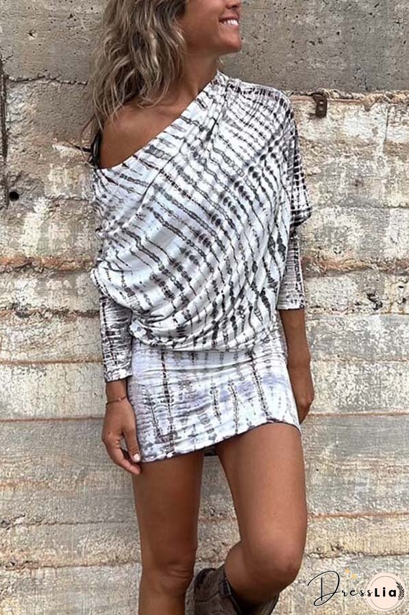Country Mile Tie-dye Print Dolman Sleeve Stretch Mini Dress