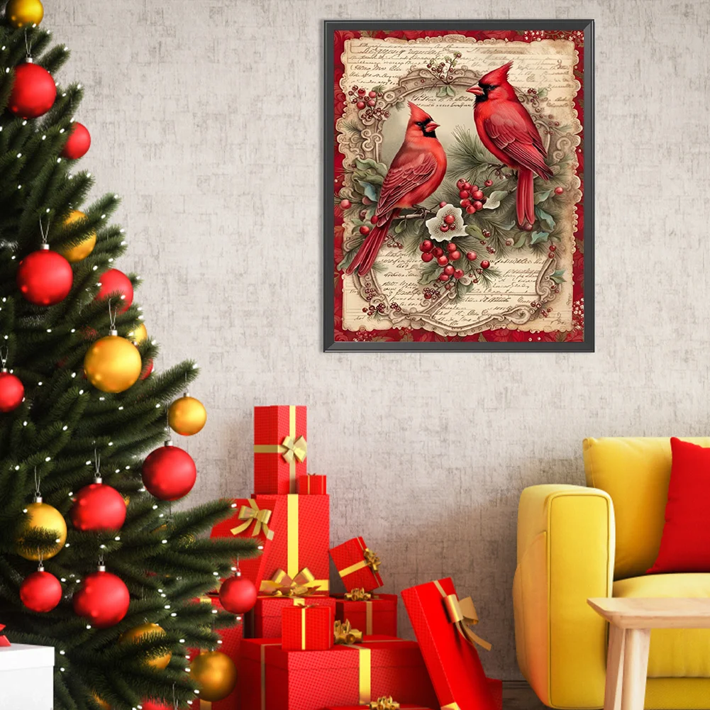 Diamond Painting - Full Square Drill - Xmas Cardinal(Canvas|40*50cm)