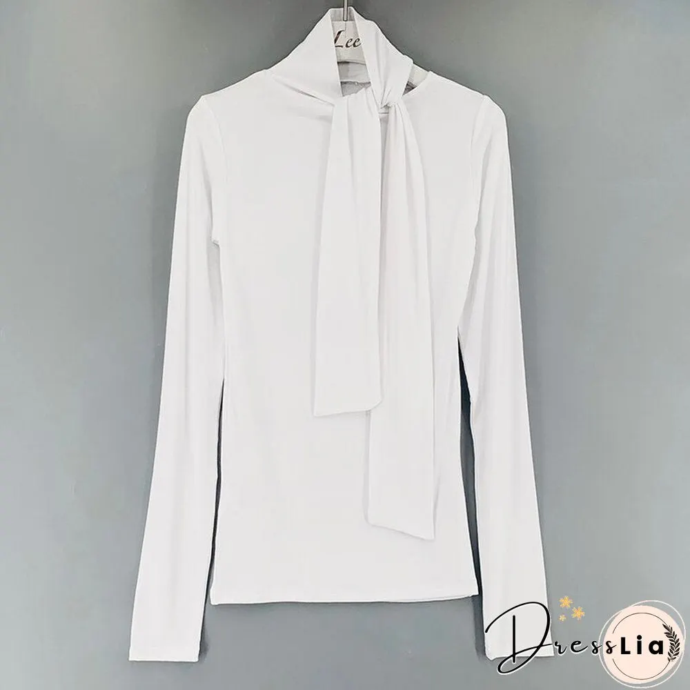 Christmas Gift Solid Basic Long Sleeve Womens Tshirt Casual Black White Slim Fashion Off Shoulder Top T Shirt Ladies Fashion Korean Tee Shirt