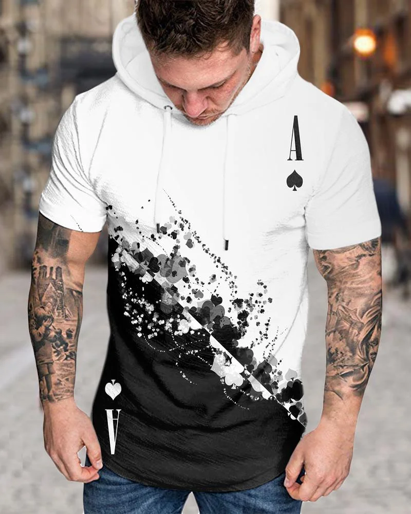 Men's Poker Printed Casual Hedging Short Sleeve