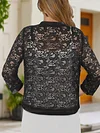 Floral Lace Open Front Cardigan, Versatile 3/4 Sleeve Cardigan For Spring & Fall, Women's Clothing