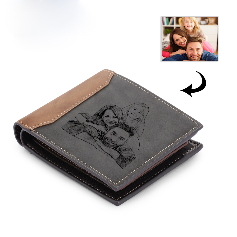 Portafoglio in PU pelle 1 foto e 1 nome e 1 lettera personalizzati regalo per nonno