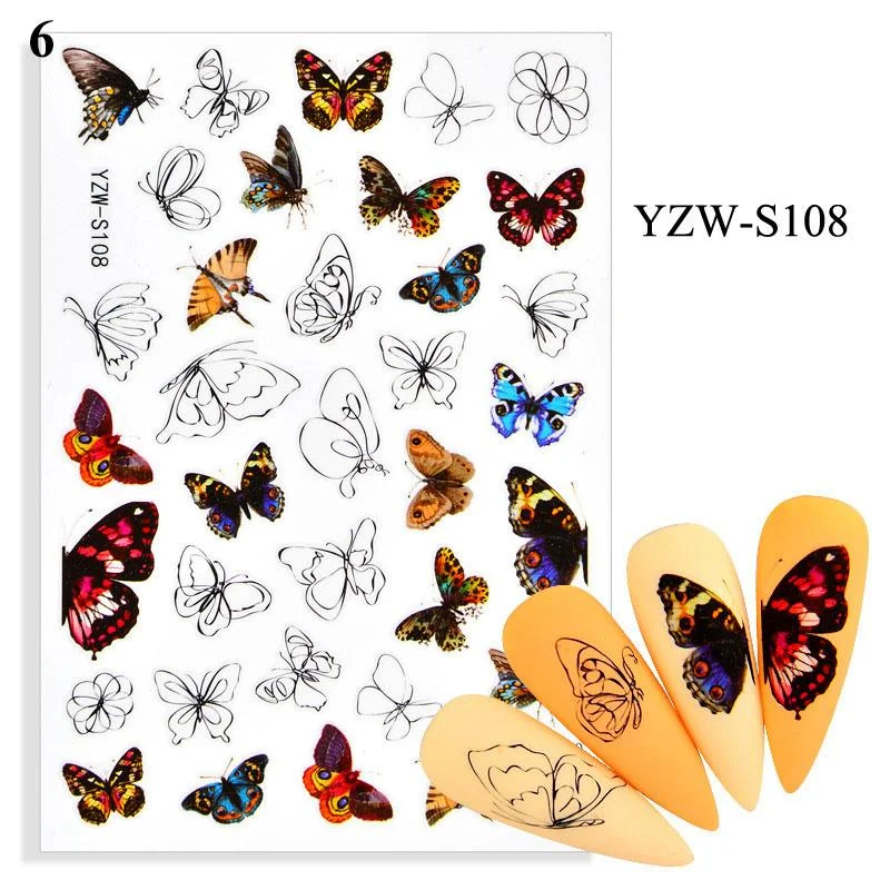 1 Sheet Human Face Nail Stickers And Decals 2021 Nail Art Decorations Set Geometric Pattern Dried Flowers Sliders For Nails Art-Nail Inspo