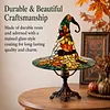 Witch Hat Desk Ornament Maple Leaf Resin Halloween Night Light