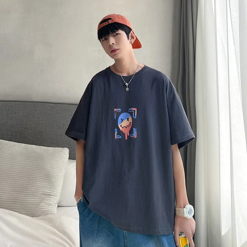 Aonga T Shirt Men Cotton Printed Mens Summer Tshirts Oversized Tee Shirts 5XL Casual T-Shirts Wear Big Size Tops