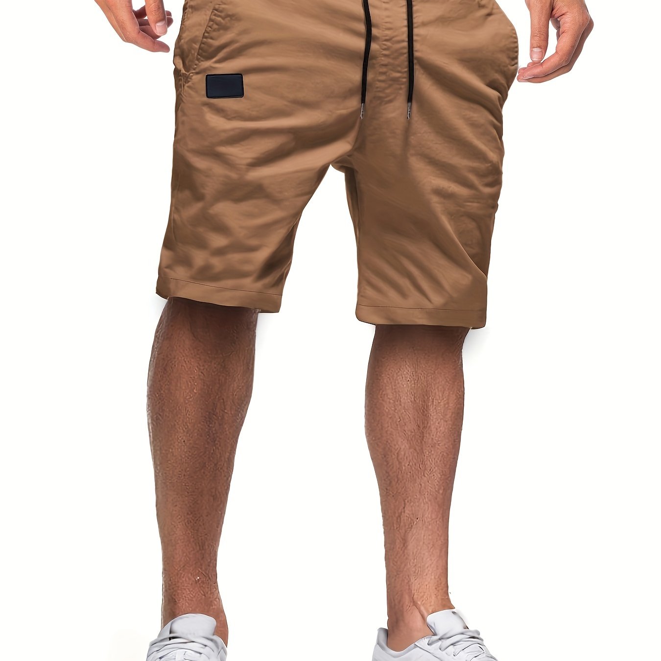 Solid Color Men's Quick Dry Drawstring Cotton Shorts, Men's Outfits For Summer