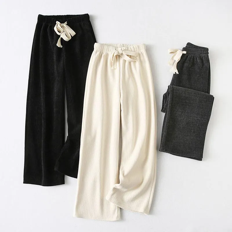 Loose Stripe Lace Up Casual Pants