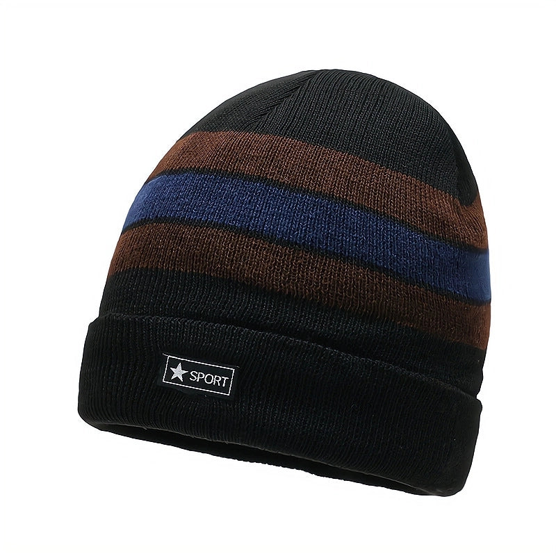 Hat Men’s Winter Thickened Warm Wool Hat Cotton Hat Men’s Winter Korean-style Fashionable Youth Cold-proof Cycling Knitted Hat