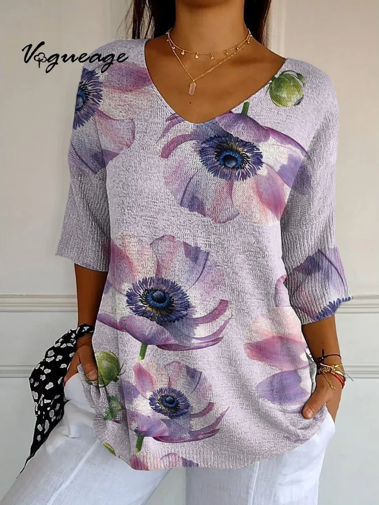 Fashionable Gentle And Elegant Flowers Knitted Sweater