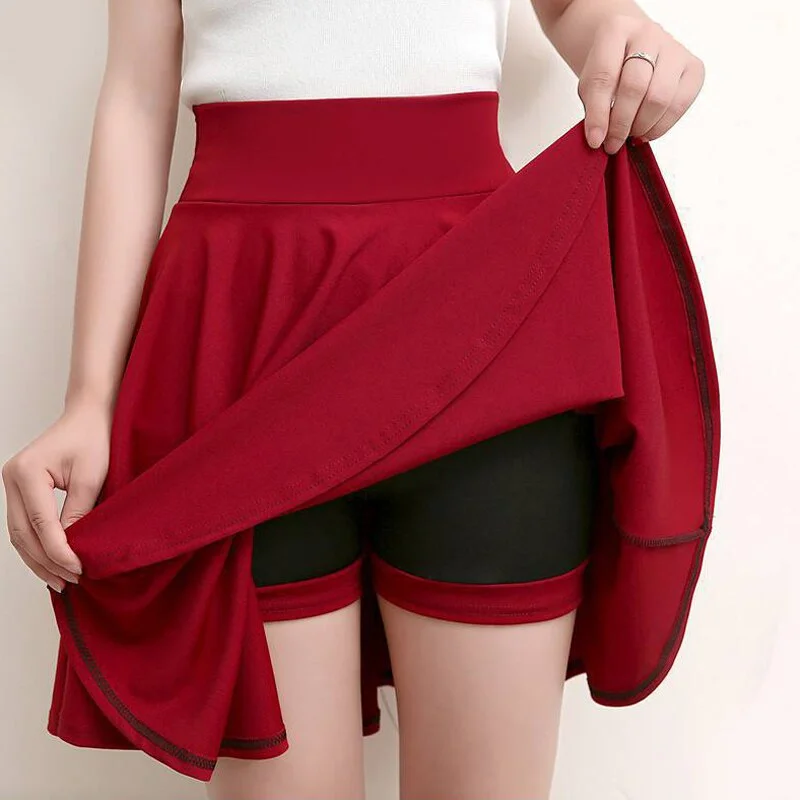 Fashion Kawaii A-line Mini Skirts Women Summer Elegant High Waist Elastic Dance Skirts New School Korean Style Skirt