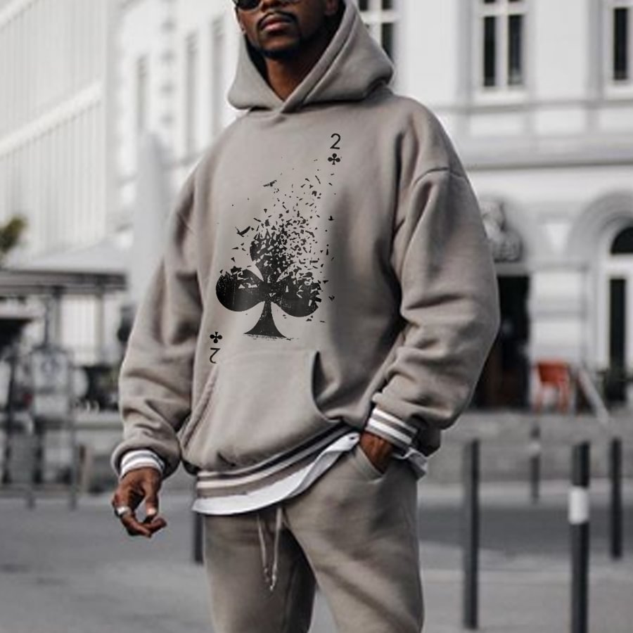 Fashion Casual Poker Print Hoodie
