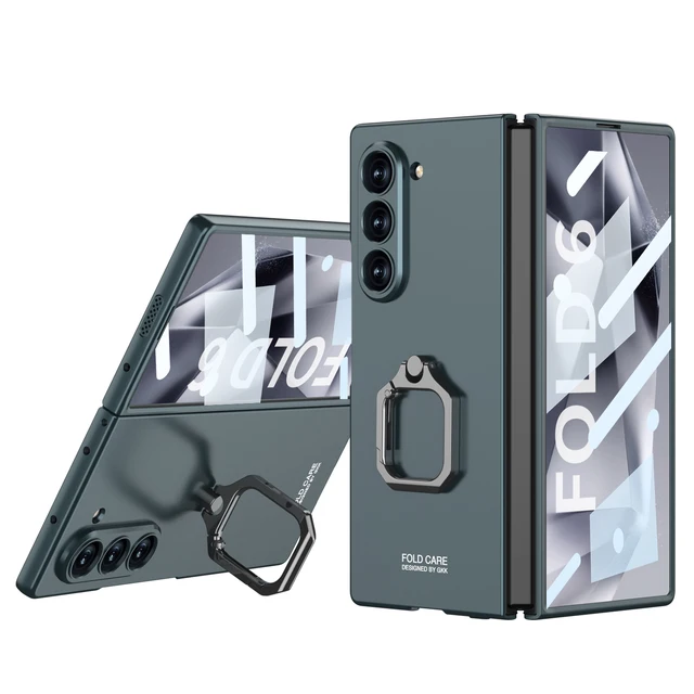Ultra Thin Hard PC Shockproof Matte Phone Cover for Samsung Galaxy Z Fold 6   Ring Holder