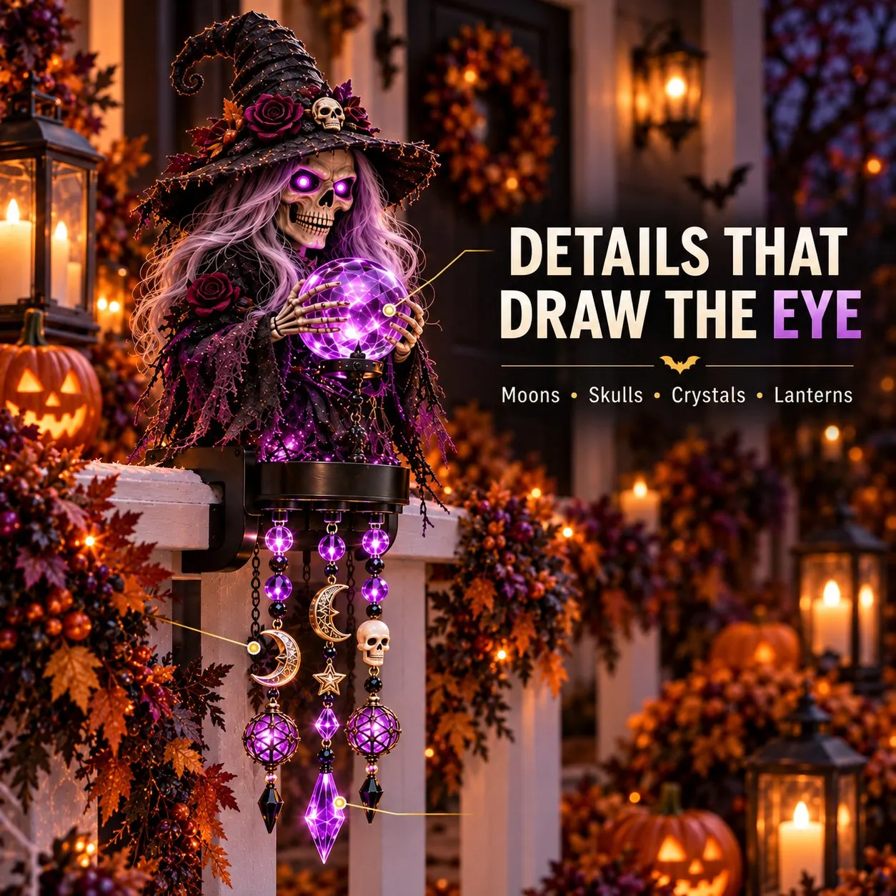 Crystal Witch Halloween railing light