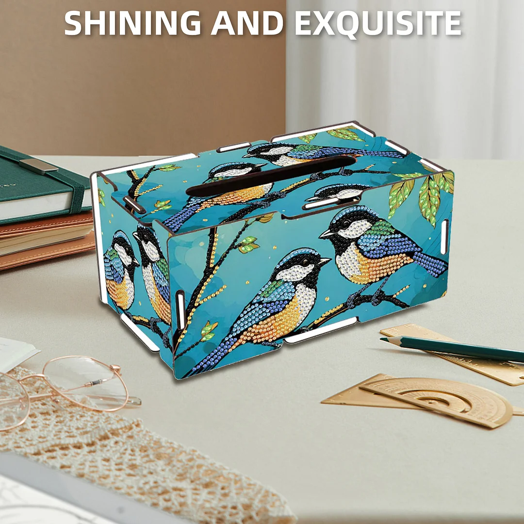Wooden Diamond Painting Tissue Box for Home and Office Decoration(CZH002)