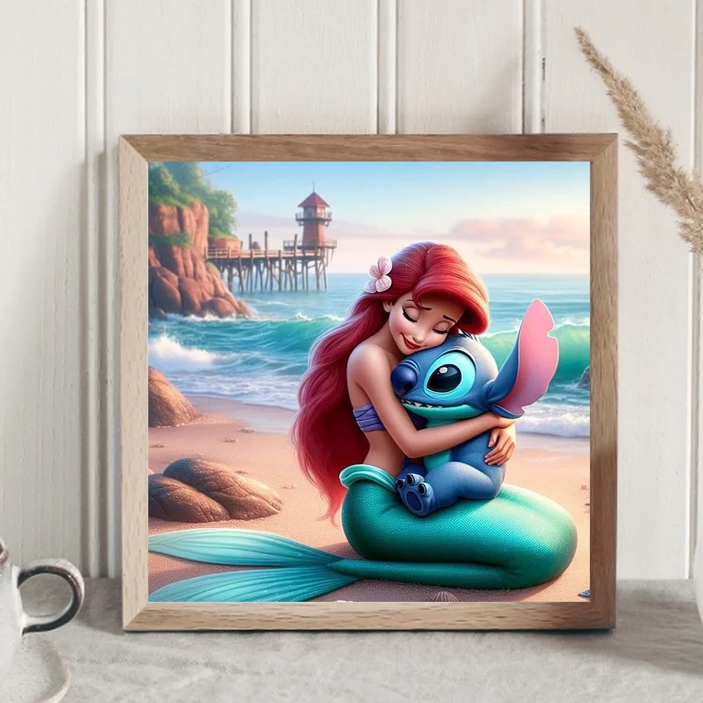 Diamond Painting - Full Round Drill - Stitch With Princess(Canvas|30*30cm)