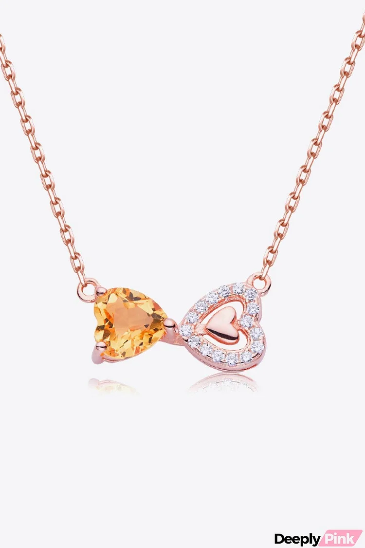 Citrine Heart 925 Sterling Silver Necklace