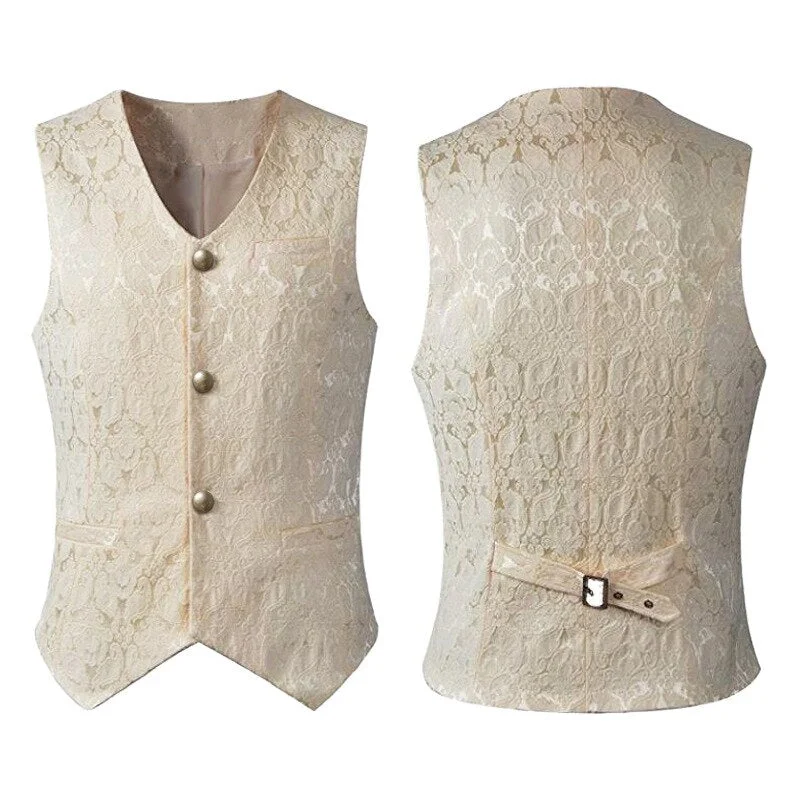 Inongge Mens Vintage Renaissance Halloween Cosplay Medieval Pirate Waistcoat Vest Vintage Gothic Vicotiran Steampunk Tops Noble Costume