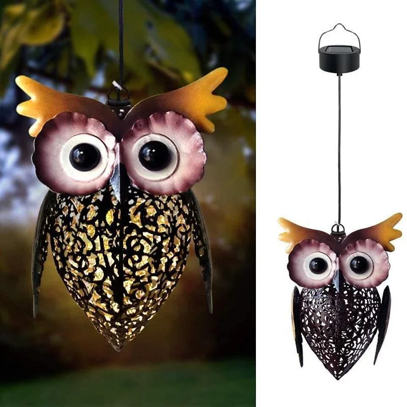 Solar Powered Decorative Metal Hanging Owl