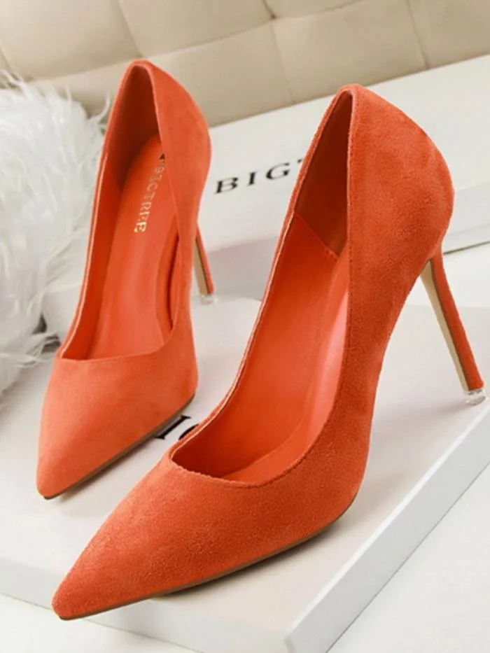 Fashion stiletto high heel shallow pointy suede sexy shoes