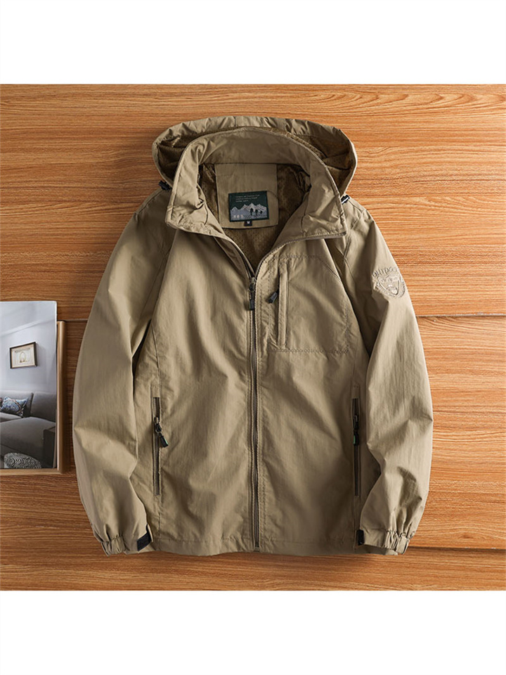 Solid Color Jacket Men Windbreaker Windproof Rushing Jacket Casual Loose Hooded Professional Outdoor Windproof Jacket