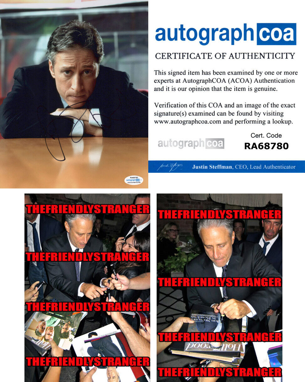 JON STEWART signed Autographed 8X10 Photo Poster painting B - PROOF - The Daily Show ACOA COA