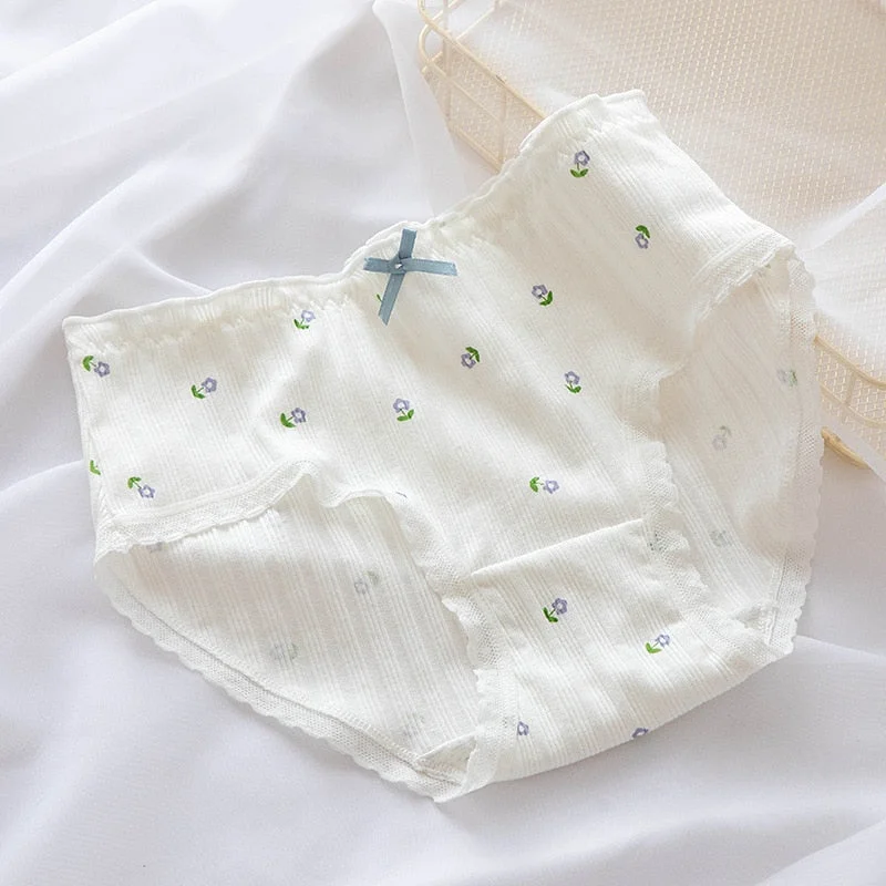 New Women's Underwear Sexy Lace Panties Girls Comfort Cotton Briefs Middle Waist Seamless Thread Underpants Female Lingerie