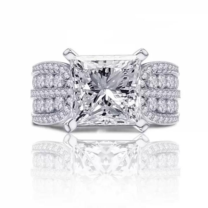 Princess Cut Sterling Silver Engagement Ring