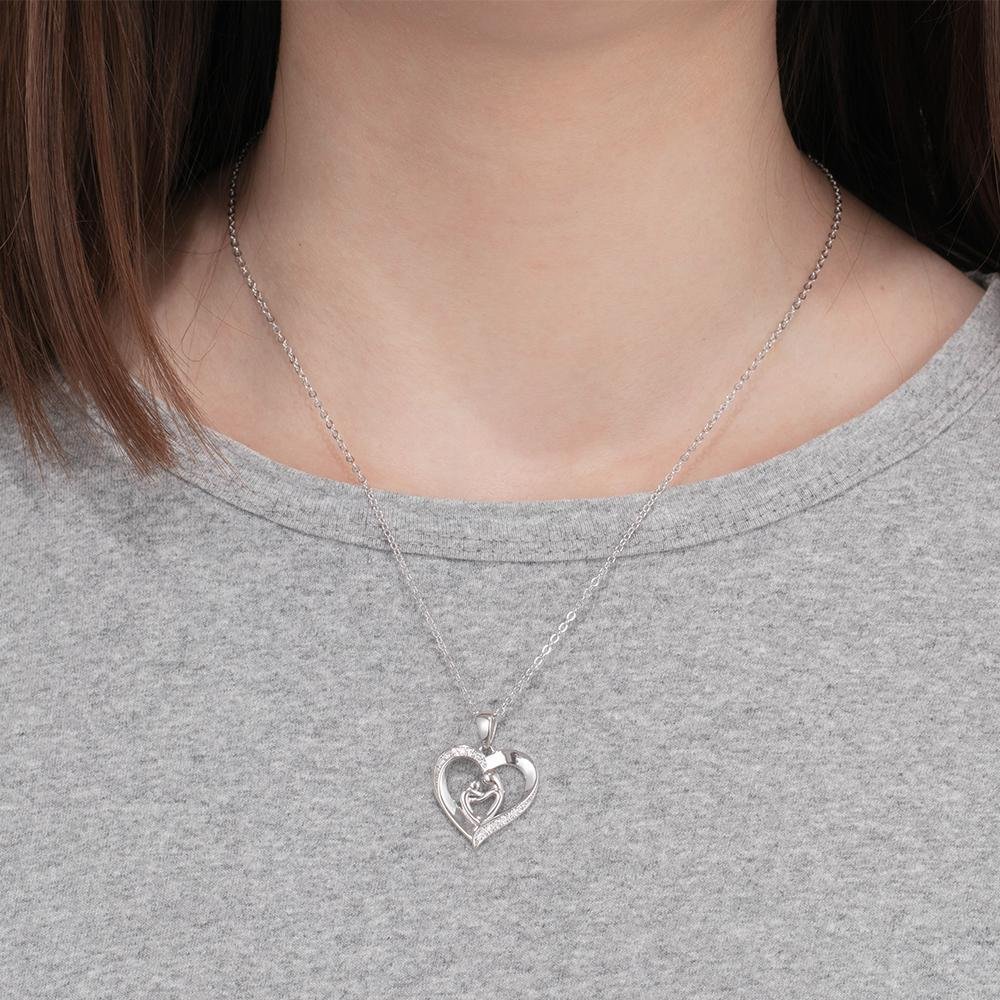 Mother and Child Necklace | Engraved with 2 Names | Heart Necklace