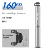 WEST BIKING Bicycle Mini Pump Aluminum Alloy 160PSI Portable High Pressure Inflator Mountain Road Bike Cycling Equipment