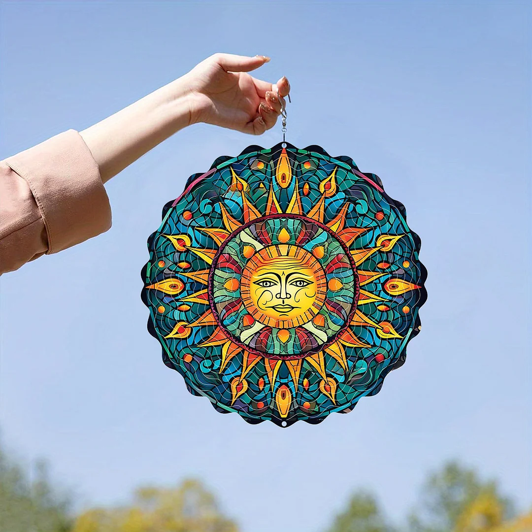 Mandalas Hanging Wind Spinner 360 Degree Rotating 3D Garden Wind Spinners 10-Inch Hanging Wind Catcher Art Gift for Home Garden Halloween Christmas (06)