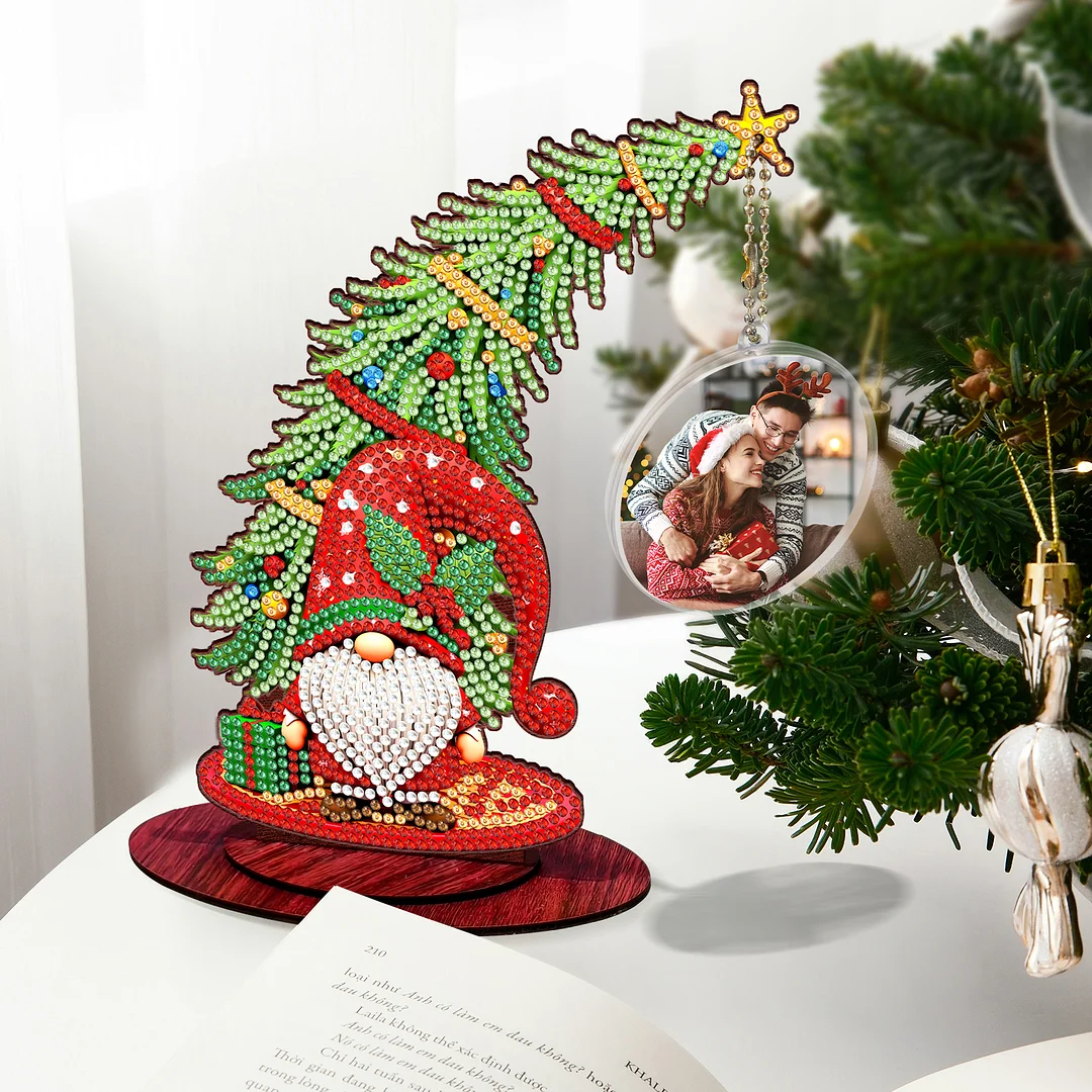 Photo Christmas Tree 5D DIY Diamond Art Tabletop Wood Decorations Ornament Kits