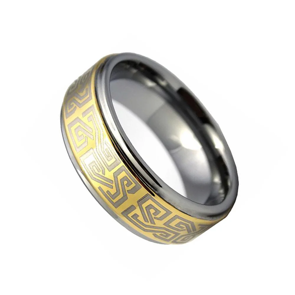 6MM 8MM Gold Plated Tungsten Carbide Rings Celtic Knot Laser Couple Wedding