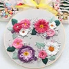 (Multi-Style) Flower-DIY Embroidery Kit with Pattern Cotton Threads Needles Hoop 30*30cm/11.81*11.81in