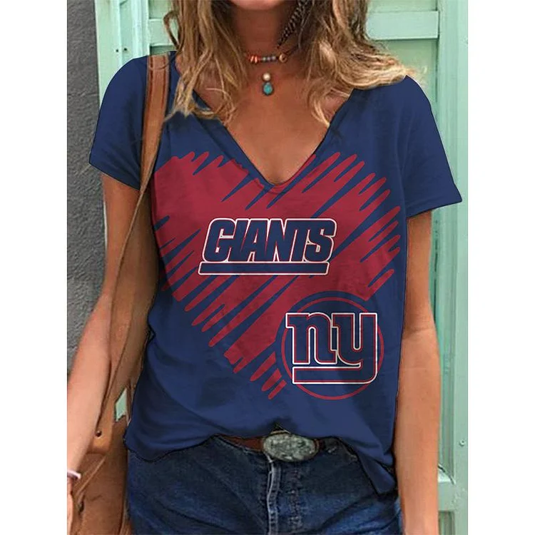 New York Giants Lightweight Short Sleeve V-Neck T-Shirt