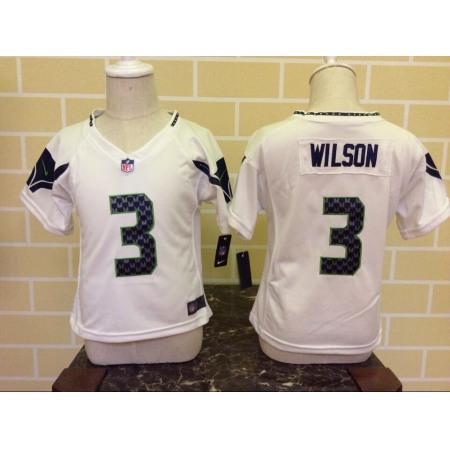 Toddler  Seattle Seahawks #3 Russell Wilson White Stitched NFL Jersey