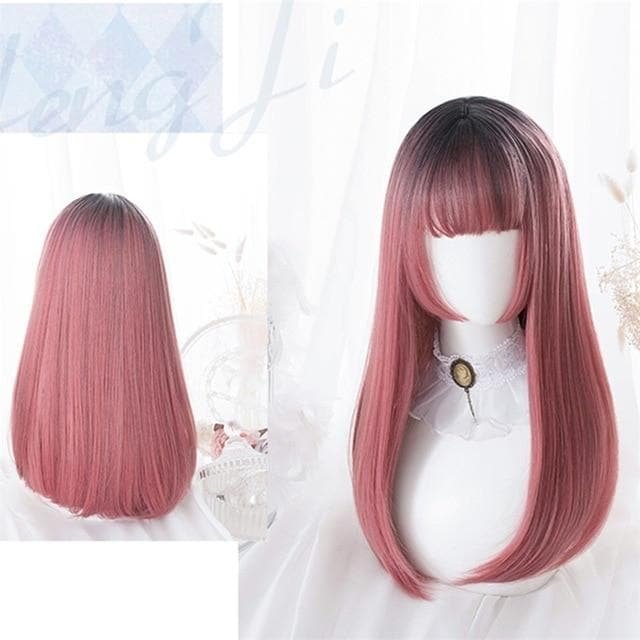 Black Mixed Pink Ombre Lady Cosplay Wig SP15653