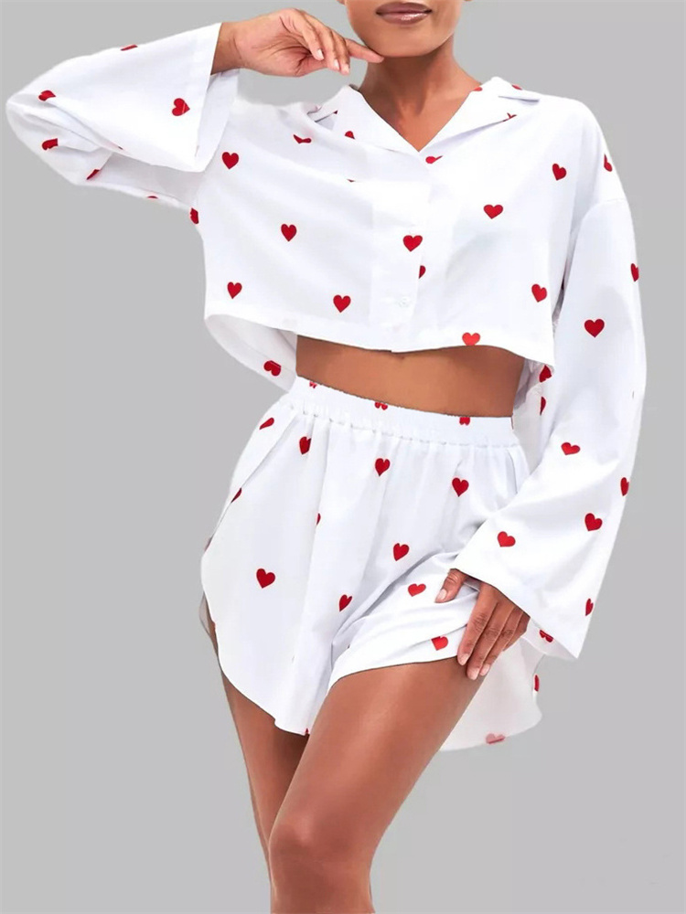 Ootddress Casual Loose 2 Piece-Set Shorts Outfits Women's Patchwork V-Neck Cropped Pullover And High Waist Shorts Female Sets 2025