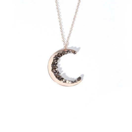 Women plus size clothing Crystal Moon Necklace-Nordswear