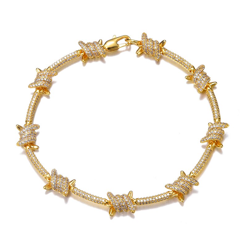 Women's Copper Cubic Zirconia Link Chain Geometric Bracelet | 168DEAL