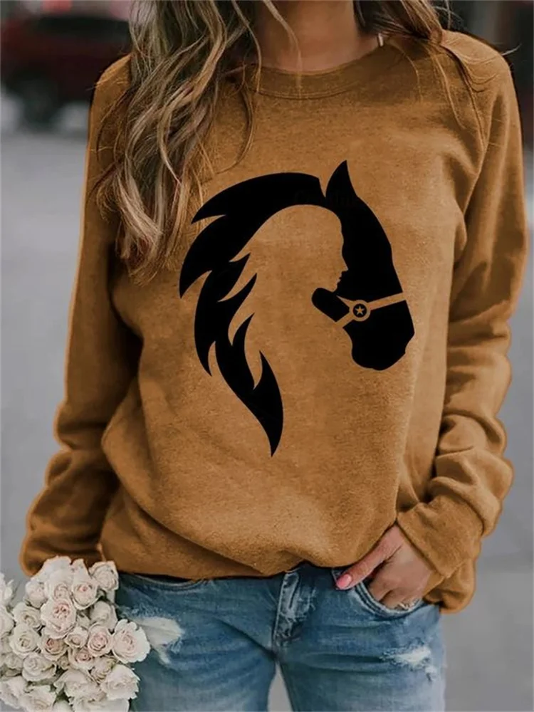 VChics Western Cowgirl Horse Lover Graphic Sweatshirt