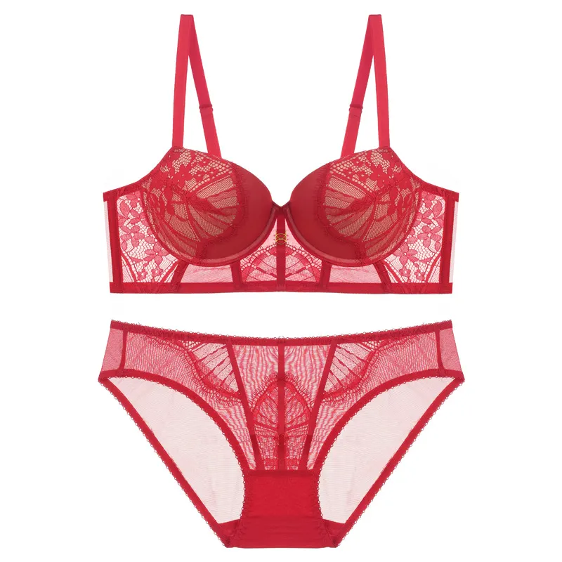 Churchf Sexy Clustered Lingerie Suit Lady Small Chest Dedicated Pure Lust Lace Bra Anti-Hanging Bra