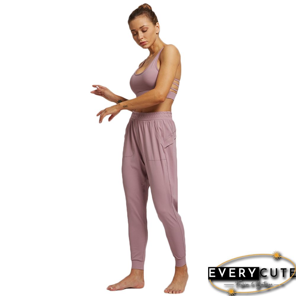 Light Purple Casual Skinny Pants With Pockets