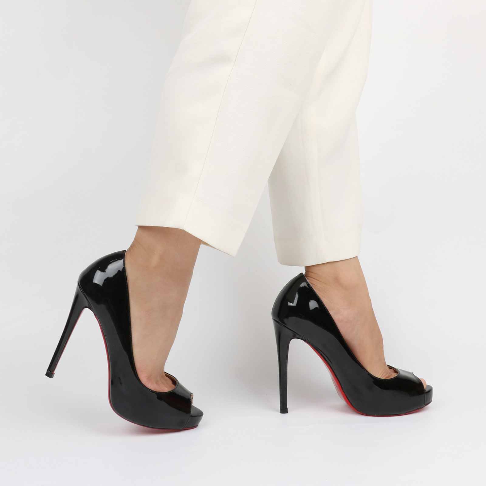 120mm Strap Platform Stilettos Pumps Patent Summer Sandals Apricot Bottom-MERUMOTE