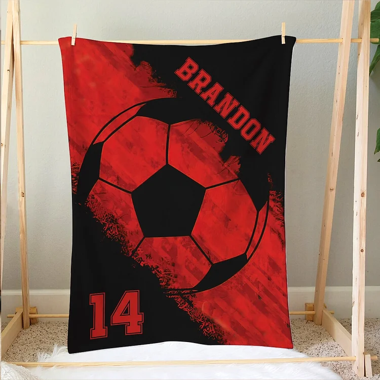Personalized Soccer Blanket, Soccer Ball Soft Cozy Blankets |BKKid314