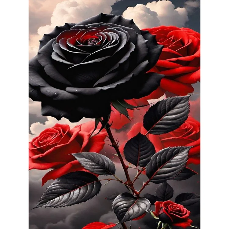 Dark Rose 30*40CM (Canvas) Full Round Drill Diamond Painting gbfke