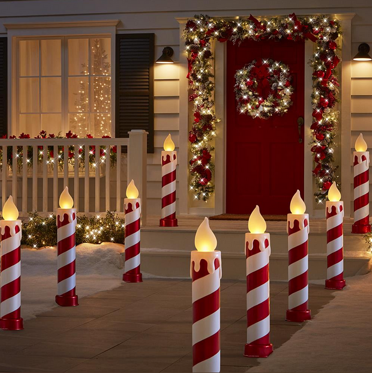 🔥kukelife🔥3' Flickering Candy Cane Candles