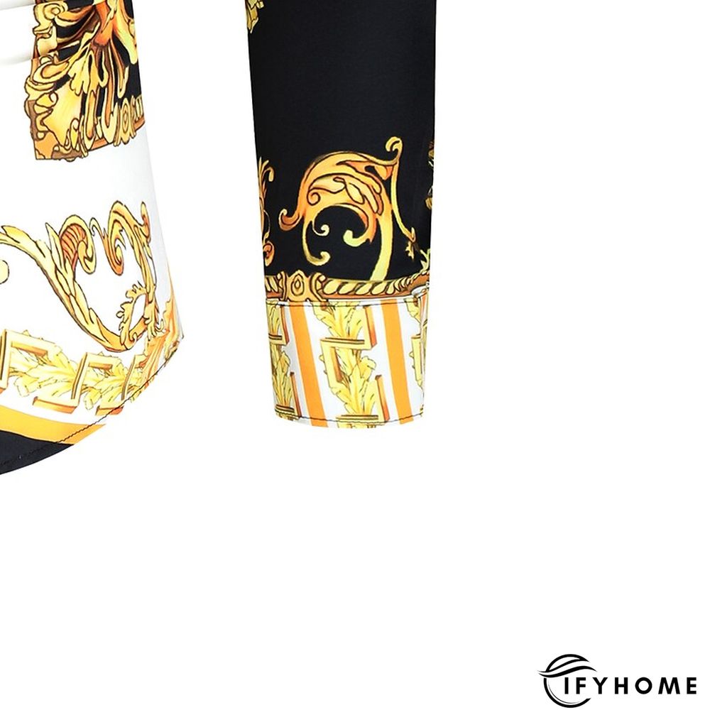 Men's Shirt Prom Shirt Classic Collar Spring &  Fall Long Sleeve Black White Red Geometric Party Casual Clothing Apparel Print | IFYHOME