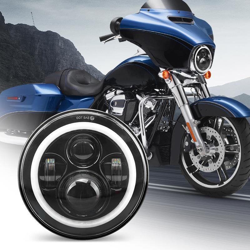 7 inch LED Headlight Projector with White Halo and Turn Signal Lights