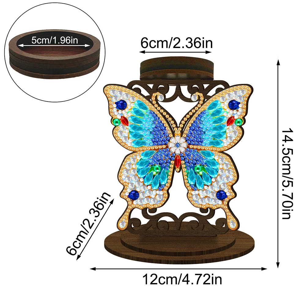 5D DIY Butterfly Desktop Diamond Painting Art Candle Holder Home Decor 